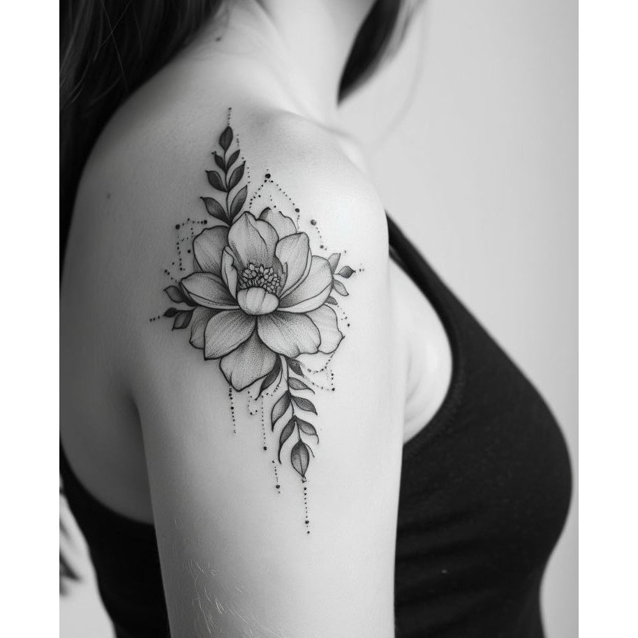Pink Flower Bouquet Temporary Tattoo