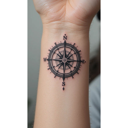 Compass Wrist Temporary Tattoo