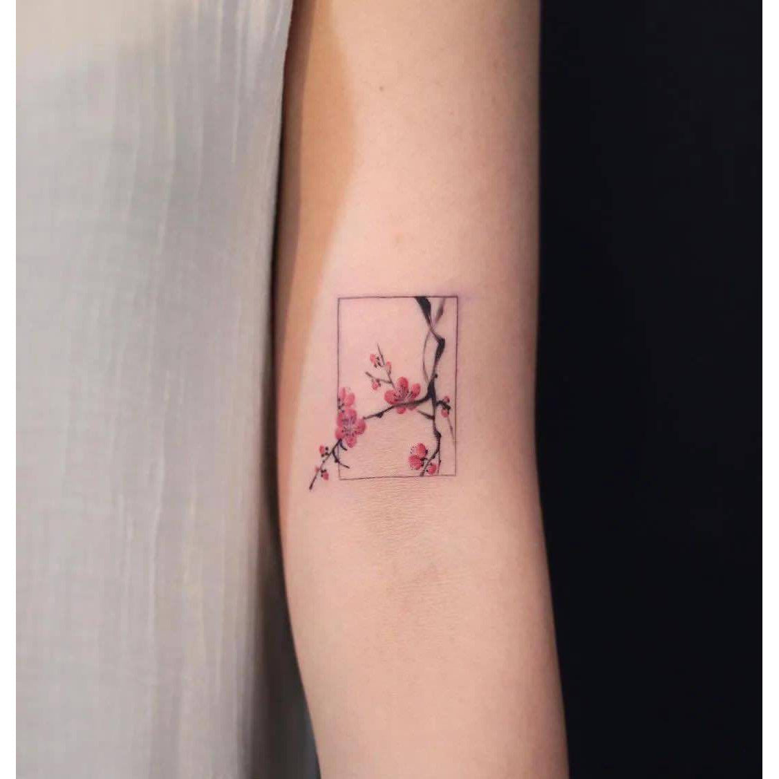 Cherry Blossom Frame Temporary Tattoo