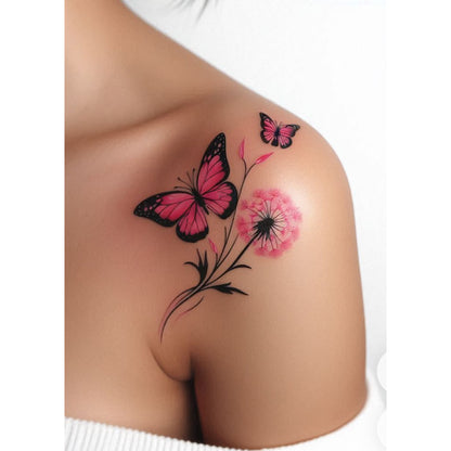 Purple Floral Bouquet Temporary Tattoo