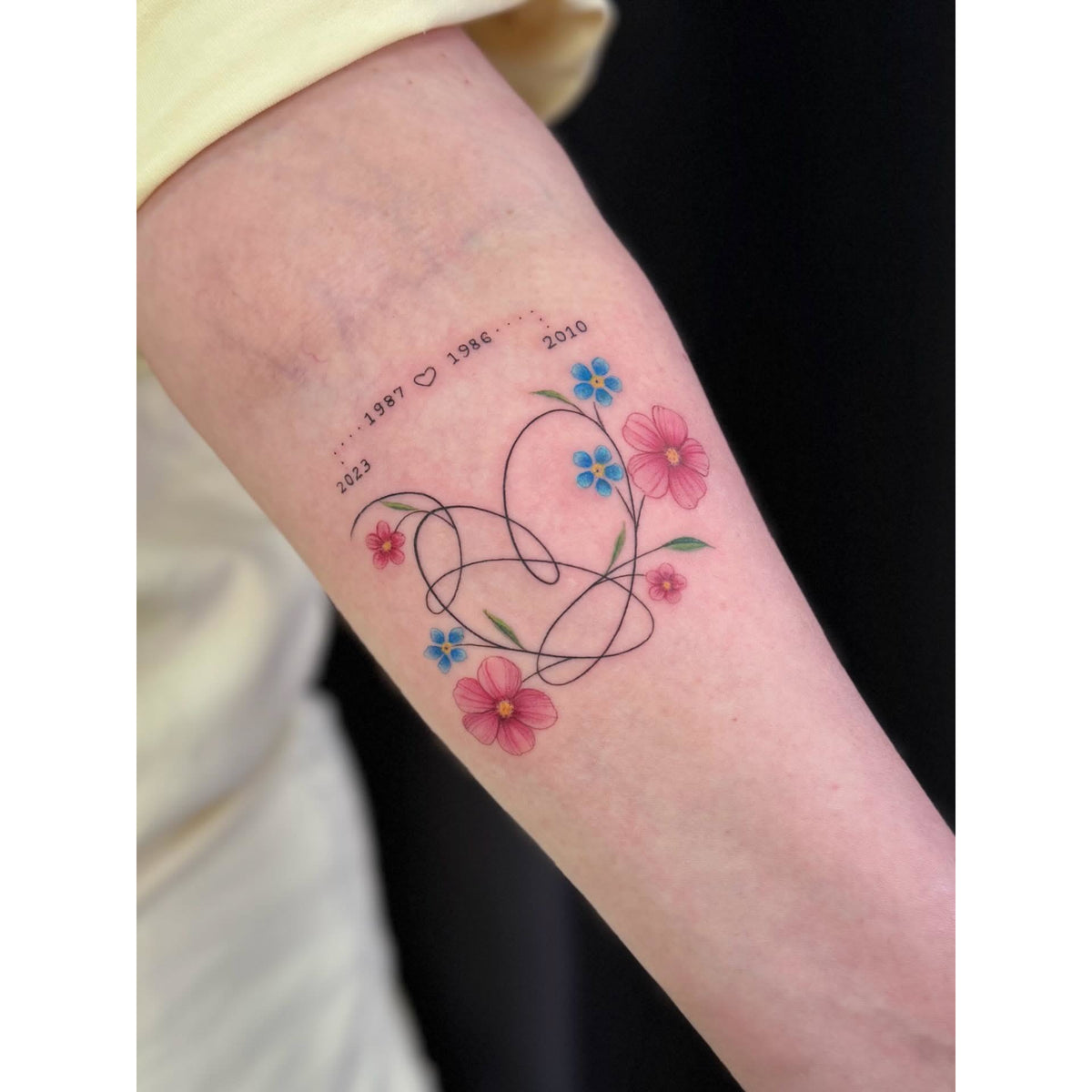 Pink Floral Orbit Temporary Tattoo