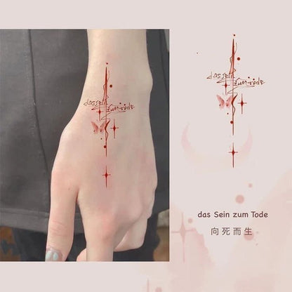 Red Blossom Branch Temporary Tattoo