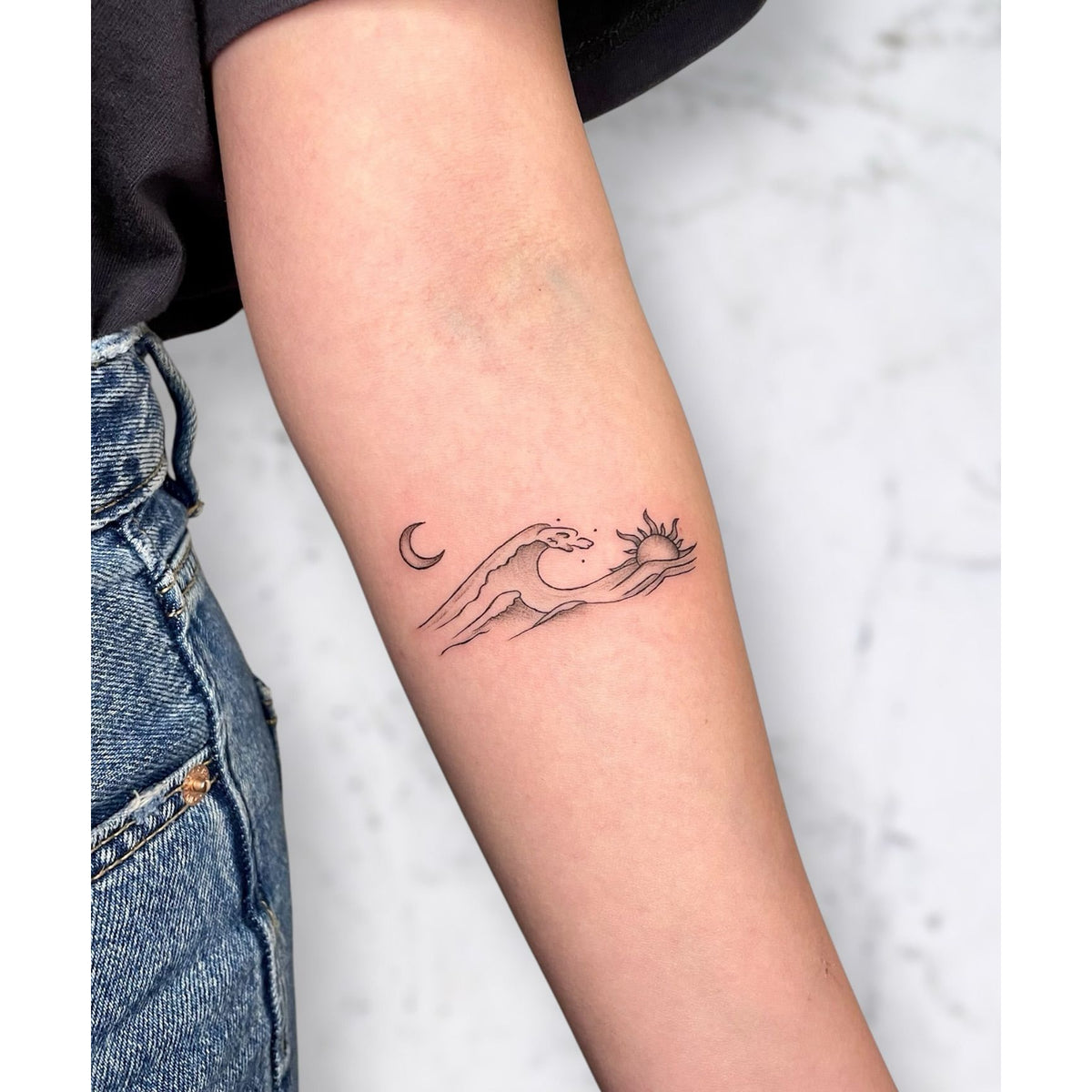 Crescent Bird Temporary Tattoo