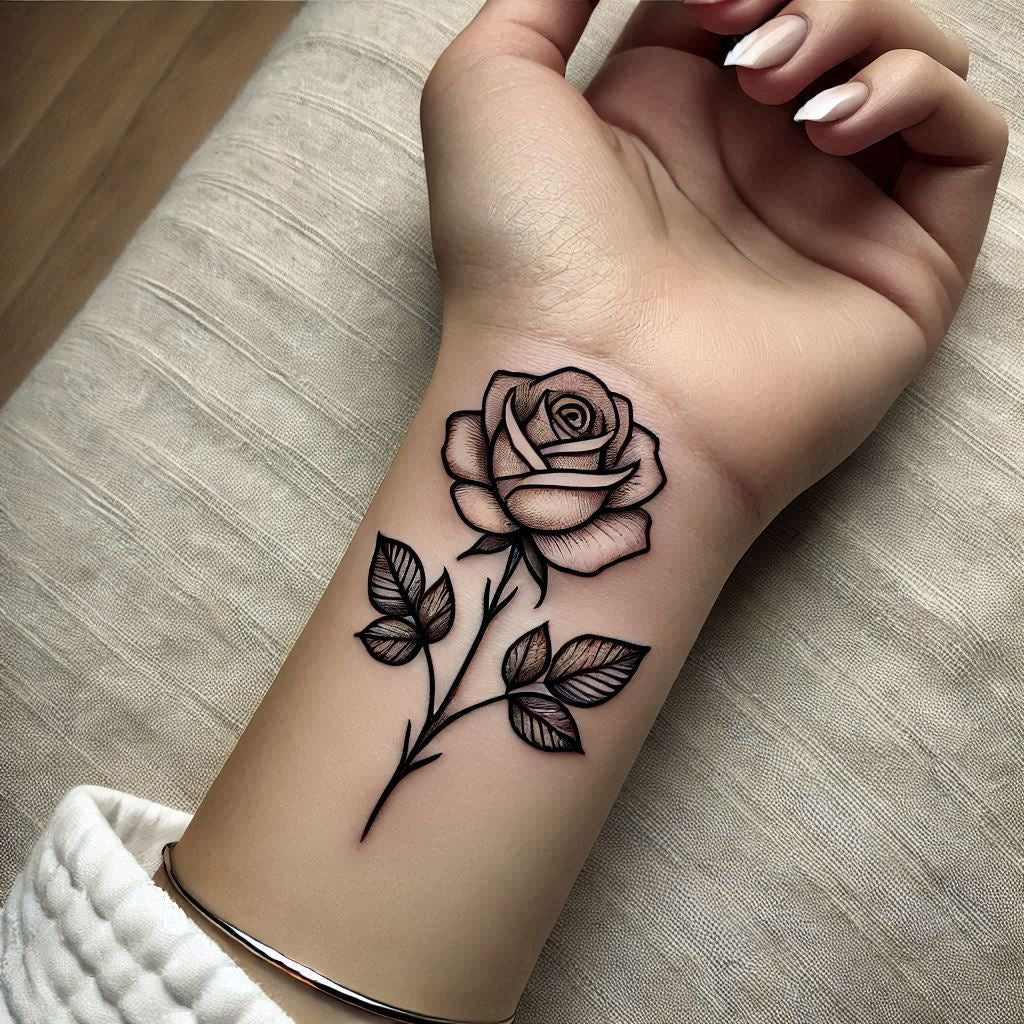 Rose Temporary Tattoo
