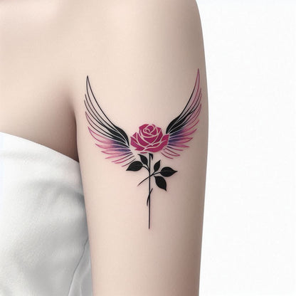 Rose with Wings Temporary Tattoo