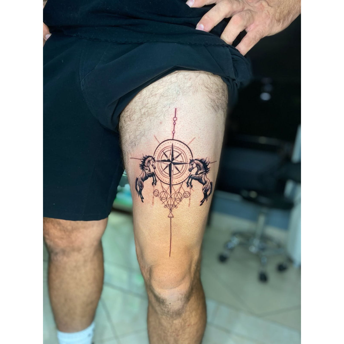 Compass Knee Temporary Tattoo