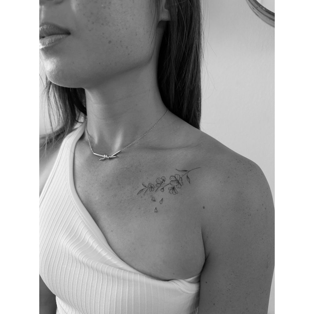 Botanical Collarbone Script Temporary Tattoo