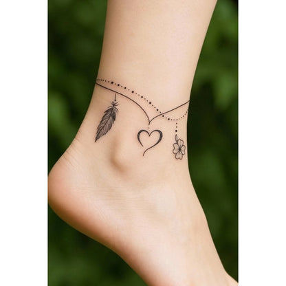 Heart and Leaf Temporary Tattoo