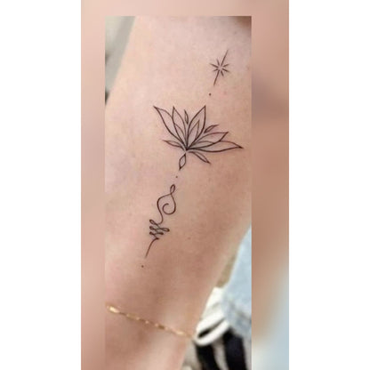 Minimal Floral Sprig Temporary Tattoo