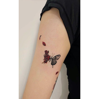 Butterfly Floral Heart Temporary Tattoo