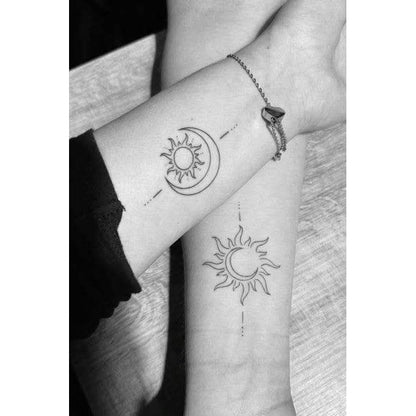 Sun and Moon Pair Temporary Tattoo