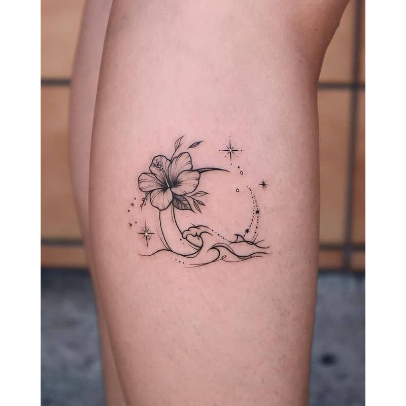 Moonlit Floral Branch Temporary Tattoo