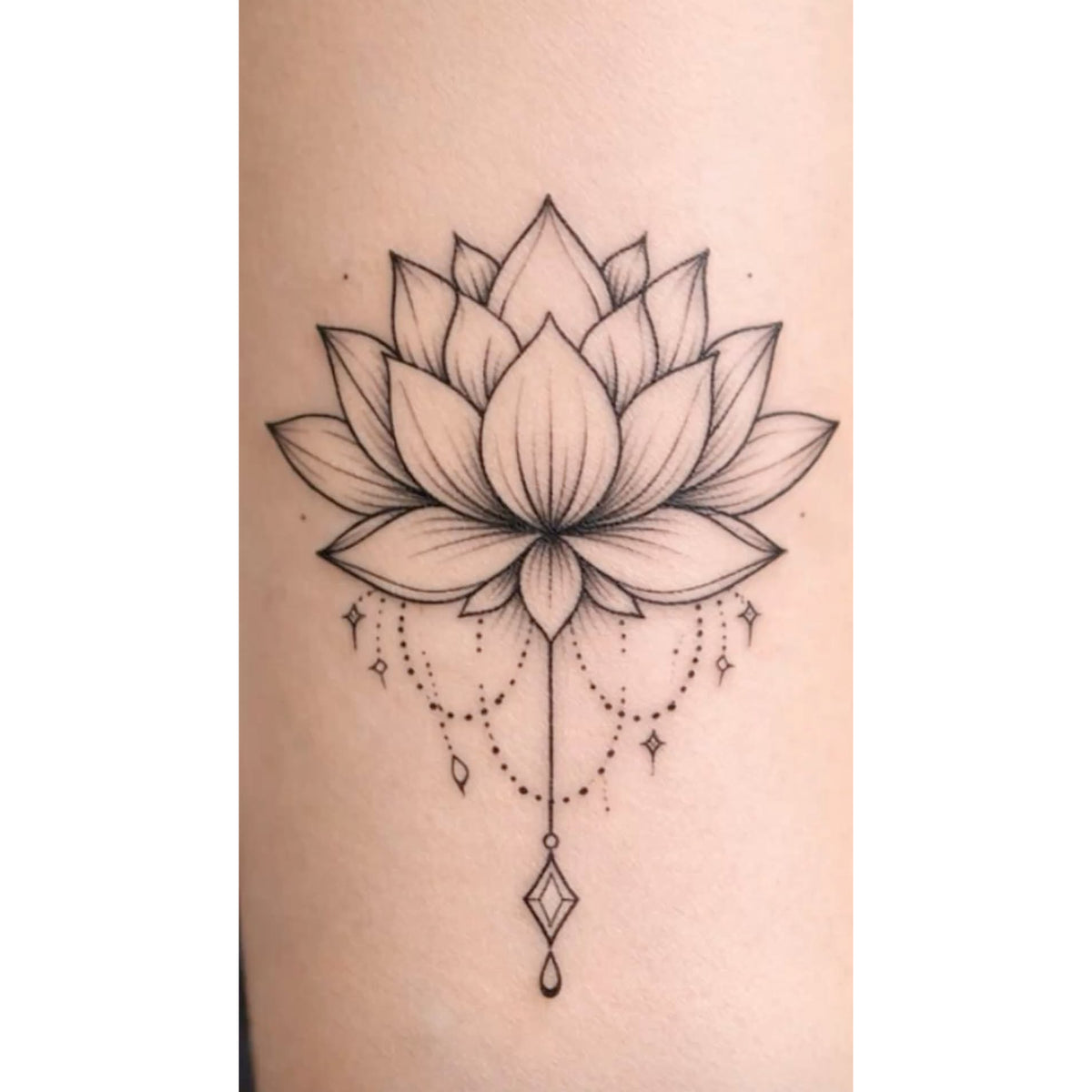 Ornate Lotus Pendant Temporary Tattoo