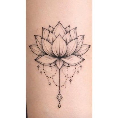 Ornate Lotus Pendant Temporary Tattoo