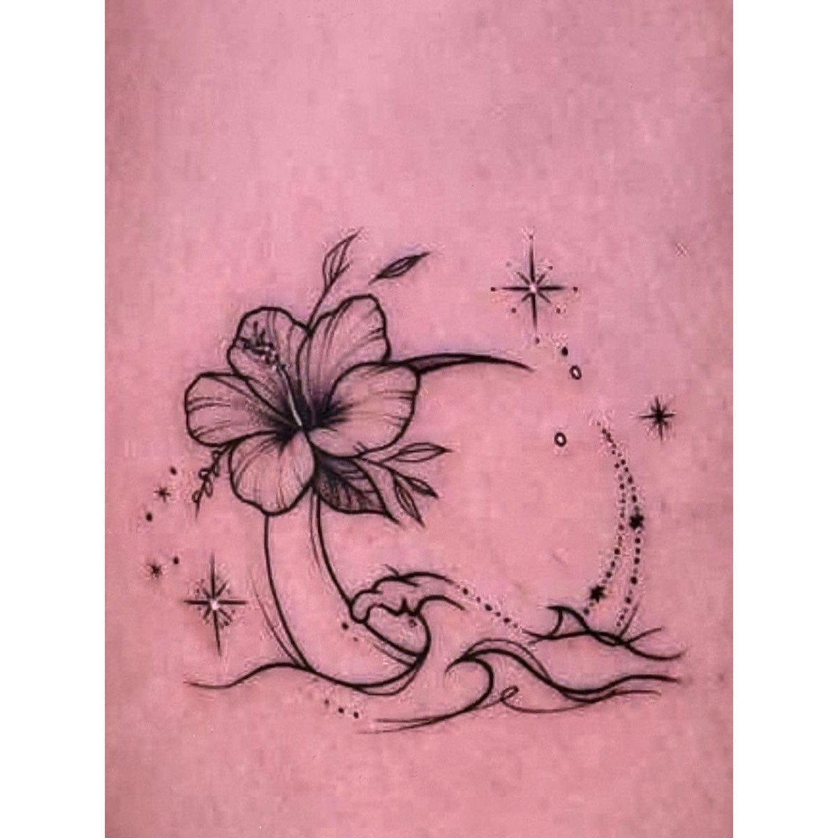 Flower and Crescent Moon Temporary Tattoo