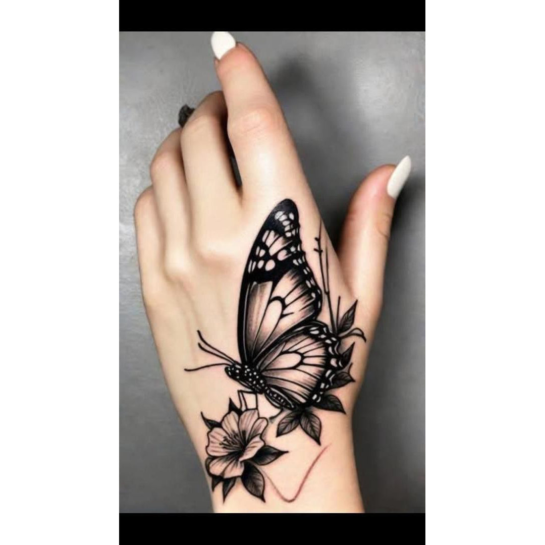 Red Rose Snake Temporary Tattoo