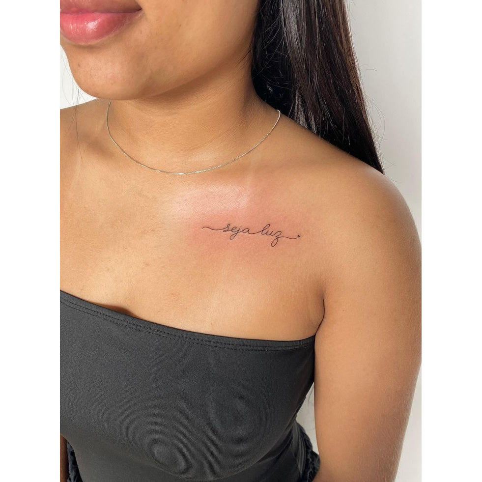 Collarbone Script Temporary Tattoo