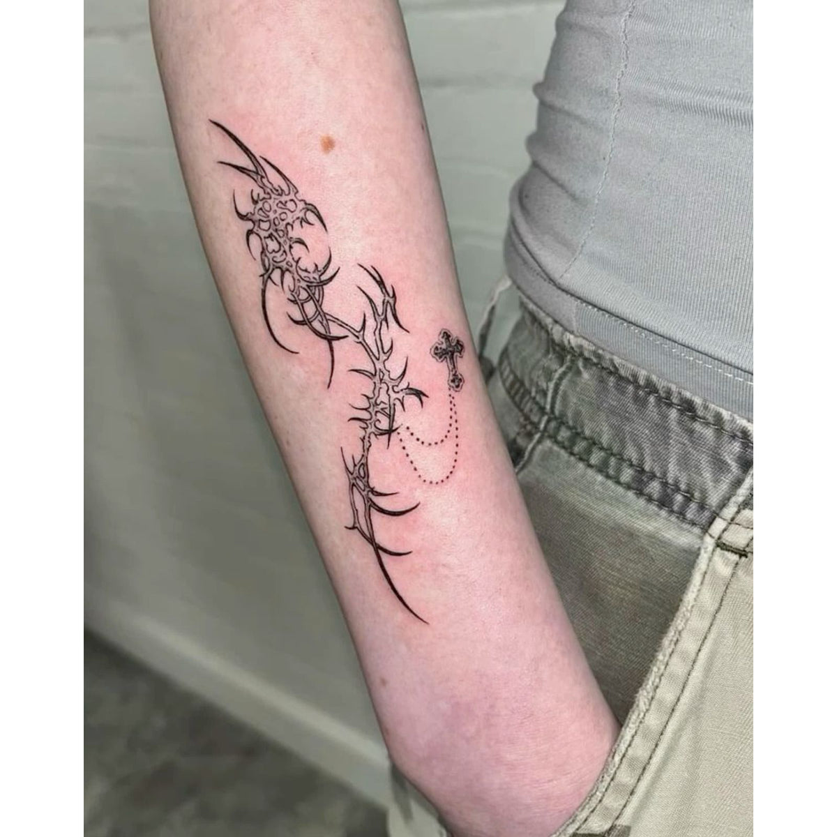 Red Rose and Butterfly Temporary Tattoo