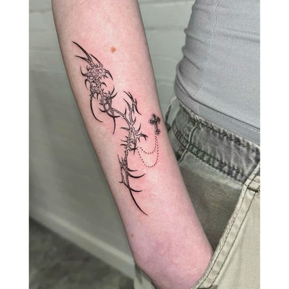 Red Rose and Butterfly Temporary Tattoo