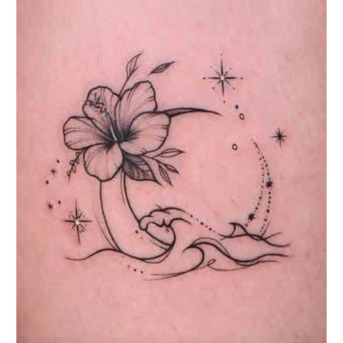 Floral Moon Swirl Temporary Tattoo