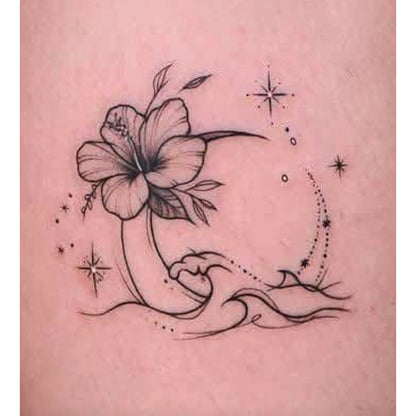 Floral Moon Swirl Temporary Tattoo