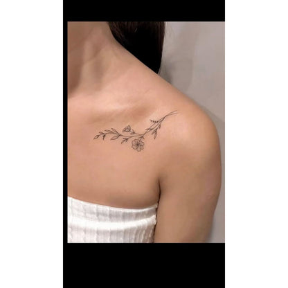 Bird on a Branch Shoulder Temporary Tattoo
