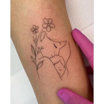 Long Floral Hand Branch Temporary Tattoo