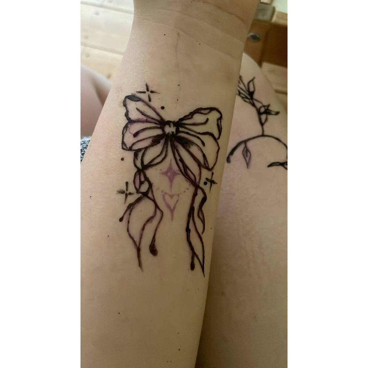 Red Henna Hand Temporary Tattoo