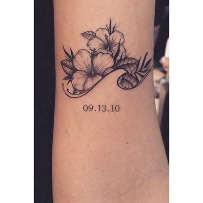 Flower with Date Temporary Tattoo