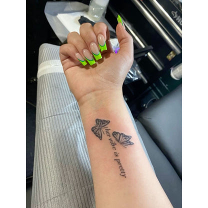 Pink Floral Sprig Temporary Tattoo