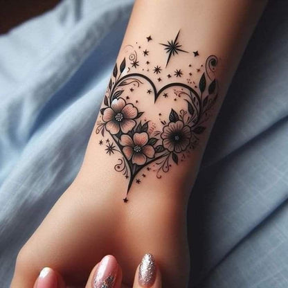 Floral Star Cluster Temporary Tattoo