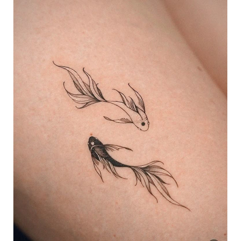 Twin Flying Dragons Temporary Tattoo