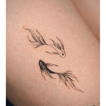 Twin Flying Dragons Temporary Tattoo