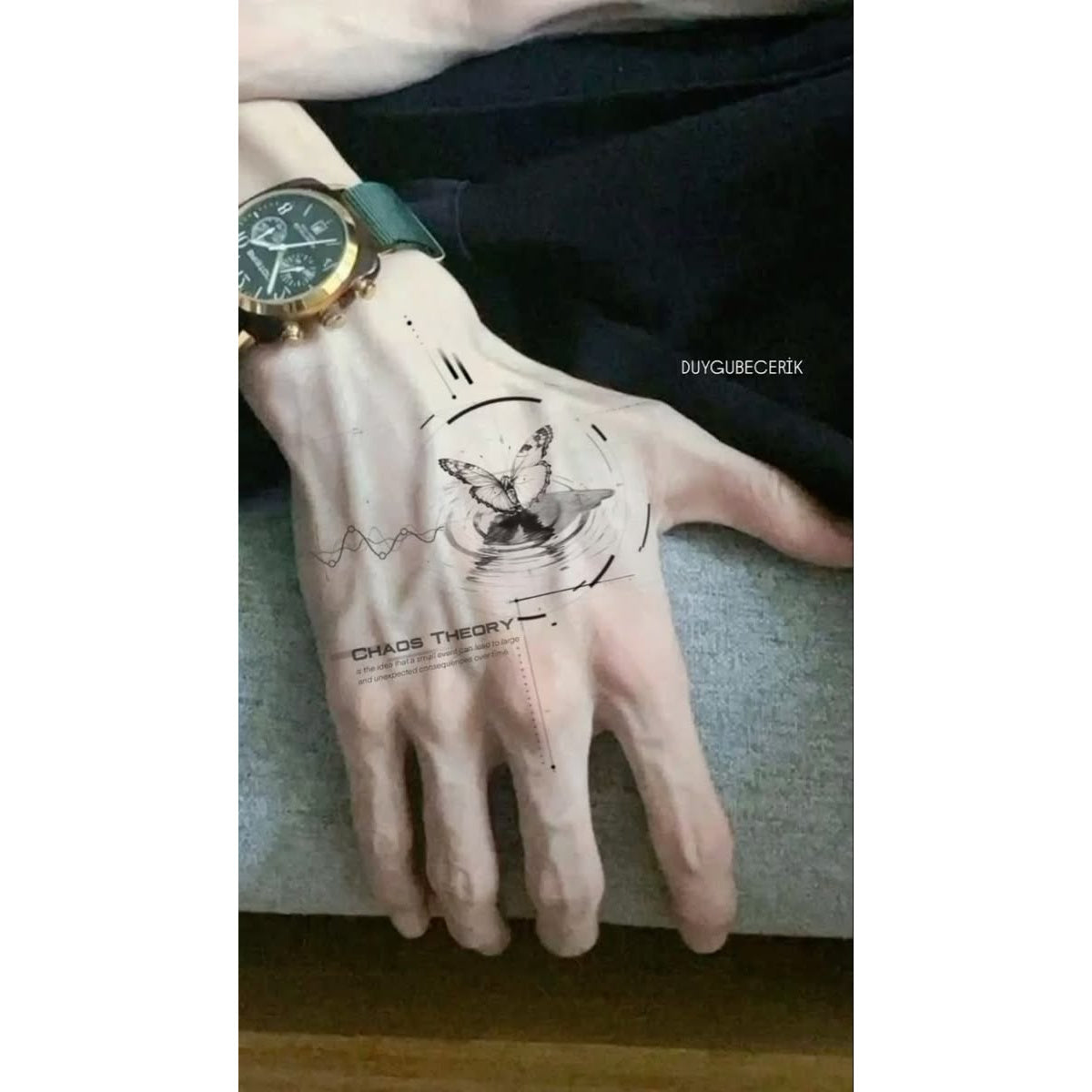 Fine Line Hand Design Temporary Tattoo