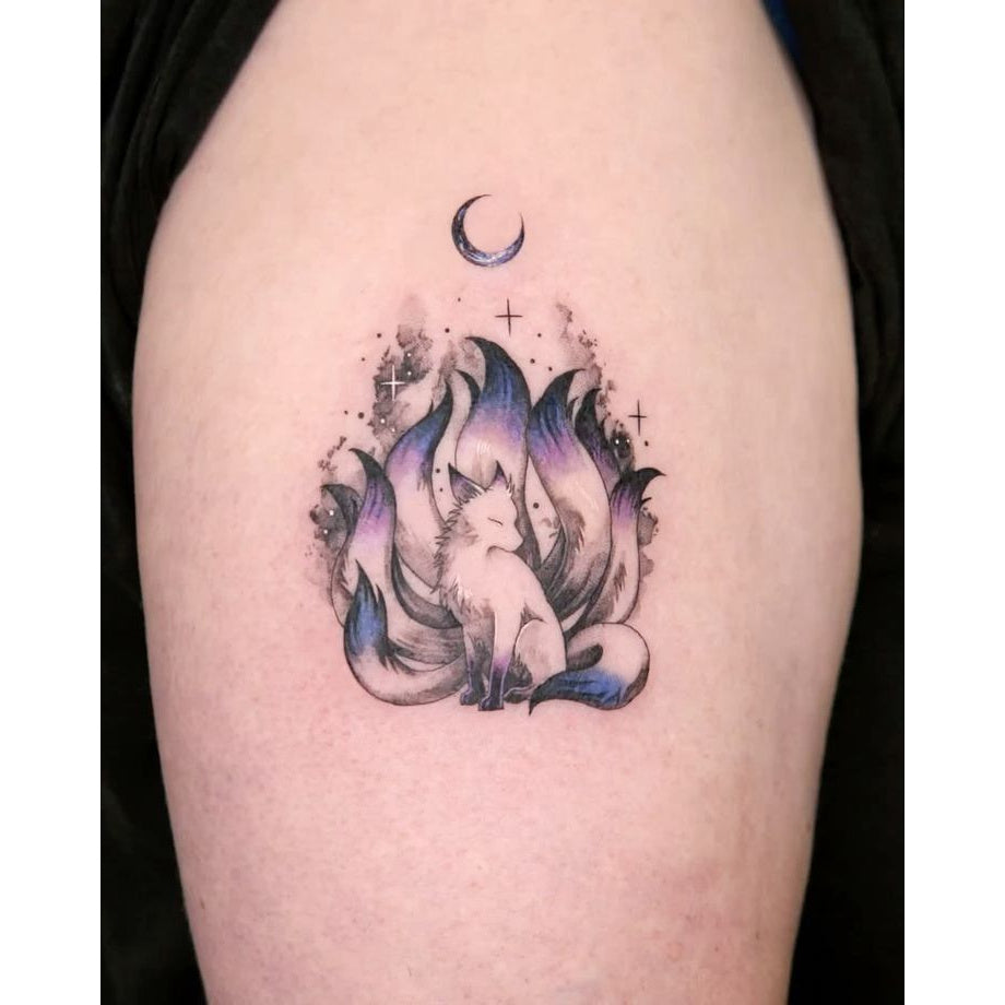 Blue Flame Flower Temporary Tattoo