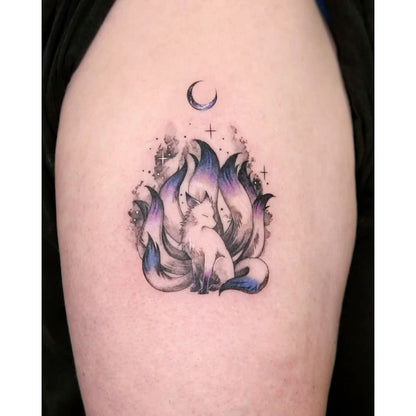 Blue Flame Flower Temporary Tattoo