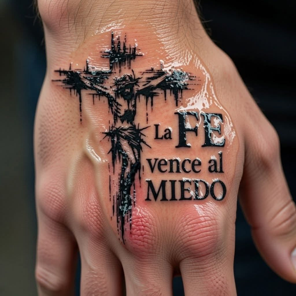 Cross and Typography Temporary Tattoo | Superink Lab