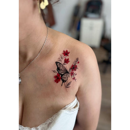 Red Rose Arm Temporary Tattoo