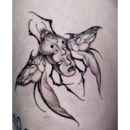Winged Fantasy Woman Temporary Tattoo