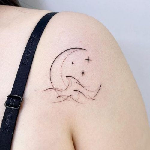 Moon and Stars Temporary Tattoo