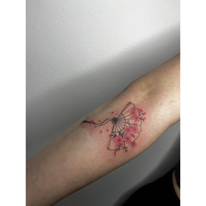 Red Floral Butterfly Temporary Tattoo