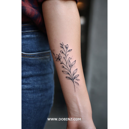 Leafy Forearm Branch Temporary Tattoo