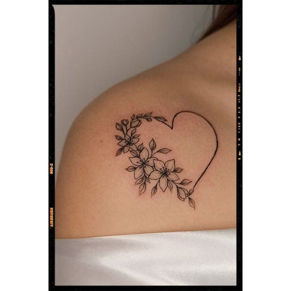 Floral Heart Temporary Tattoo