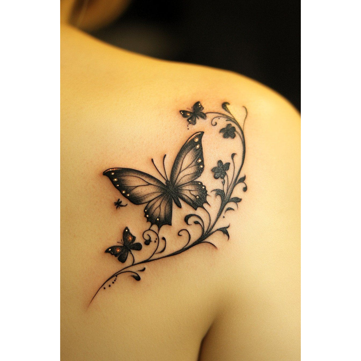 White Floral Bouquet Temporary Tattoo