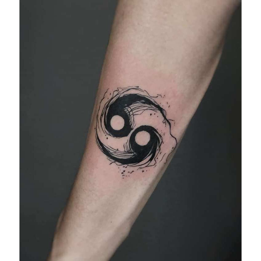 Triple Yin Yang Temporary Tattoo