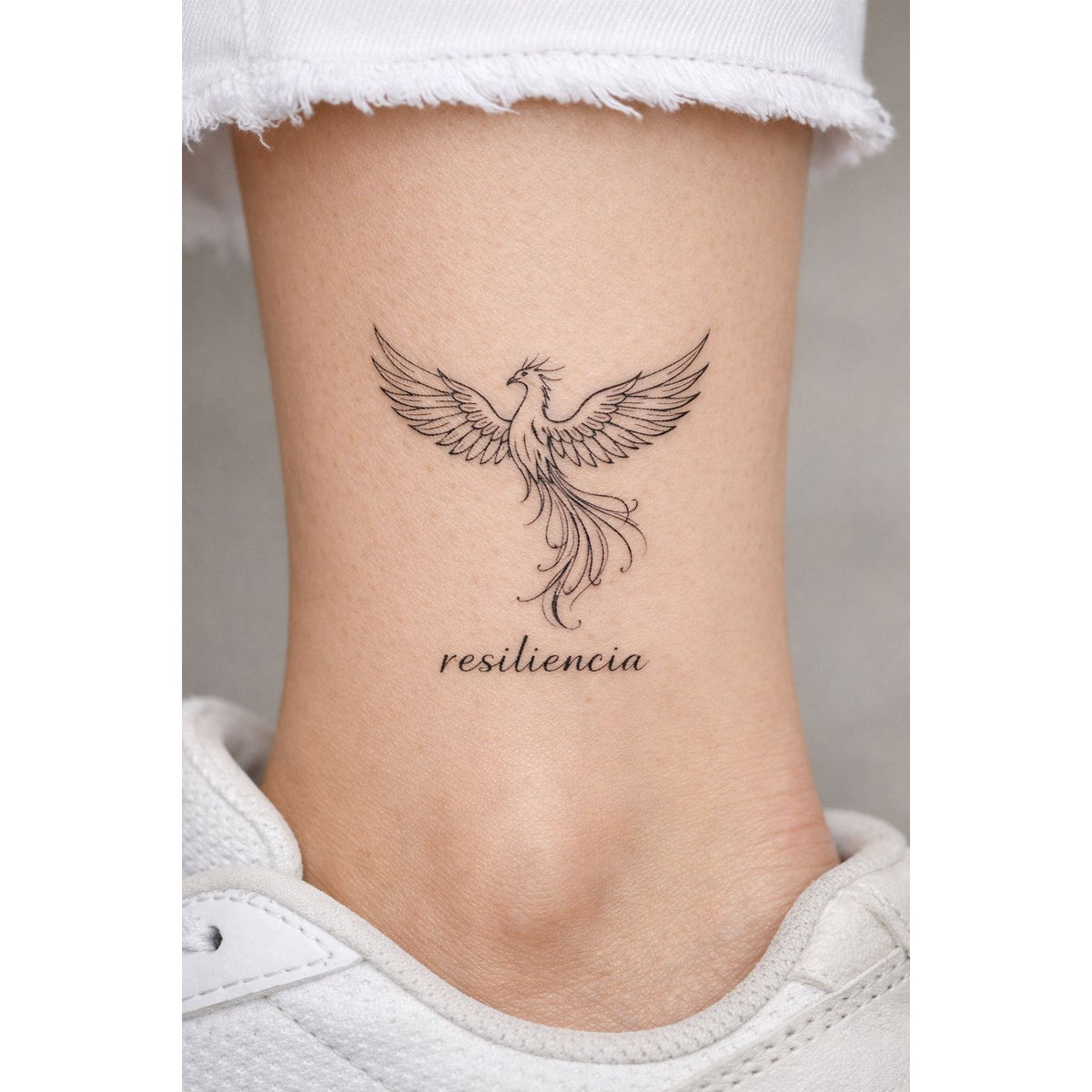 Bird and Script Temporary Tattoo
