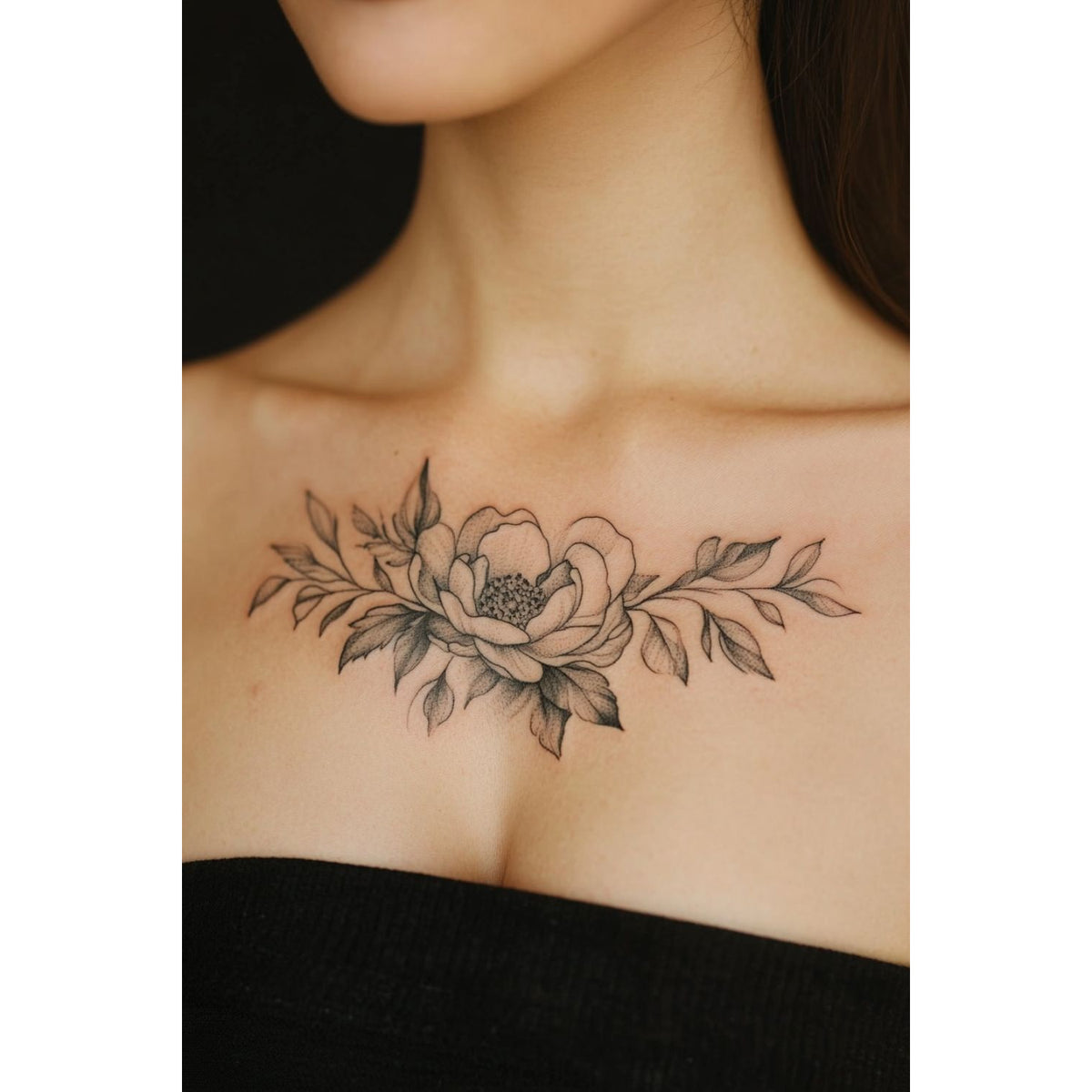 Shoulder Floral Birds Temporary Tattoo