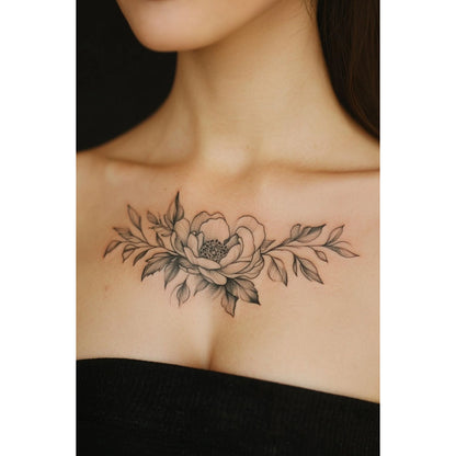 Shoulder Floral Birds Temporary Tattoo