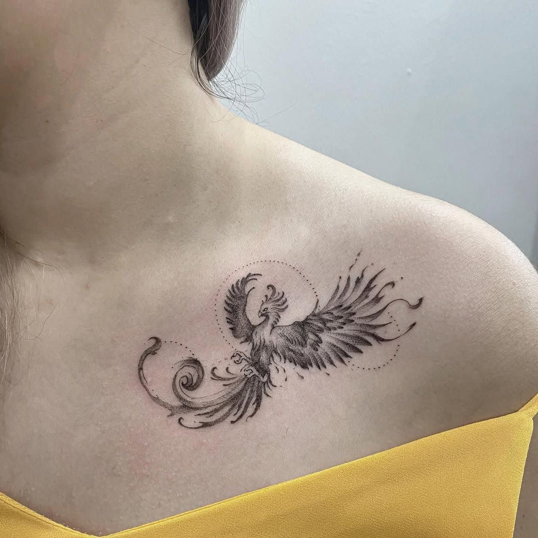 Ornamental Phoenix Temporary Tattoo