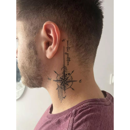 Compass Neck Temporary Tattoo